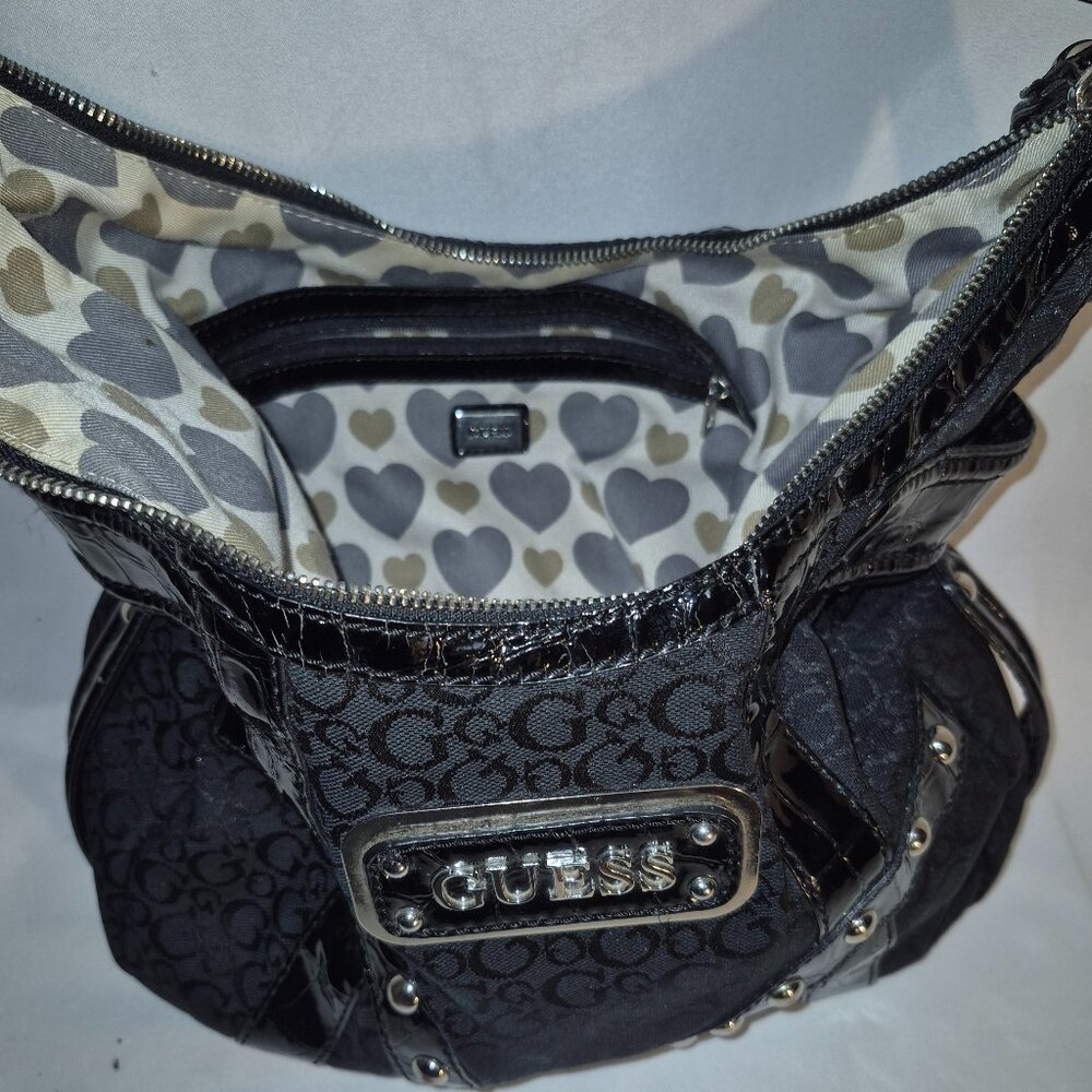 GUESS VINTAGE studded shoulder bag, Black and silver, 13X20 - Picture 12 of 15